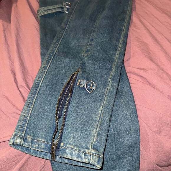 Fashion Nova  Girls Ring of Fire Cargo Jeans Blue - Picture 3 of 12